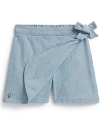 Polo Ralph Lauren Girls' 2T-6X Chambray Faux-Wrap Skort