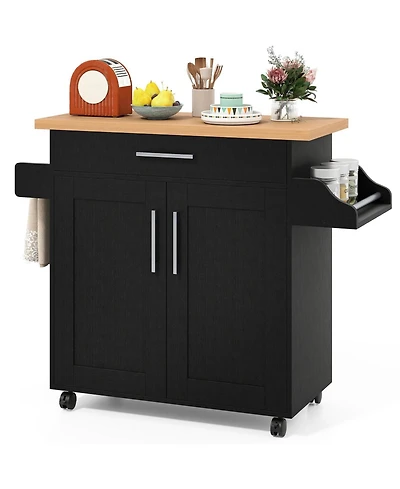 Volenca Kitchen Island Cart with Towel Rack and Spice