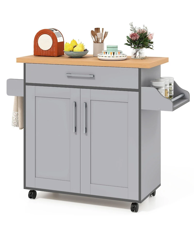 Volenca Kitchen Island Cart with Towel Rack and Spice Rack