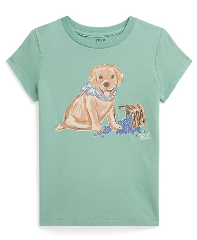 Polo Ralph Lauren Girls' 2-6X Dog-Print Crewneck Jersey T-Shirt