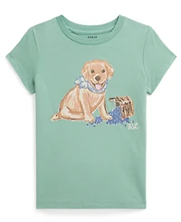 Polo Ralph Lauren Girls' 2-6X Dog-Print Crewneck Jersey T-Shirt