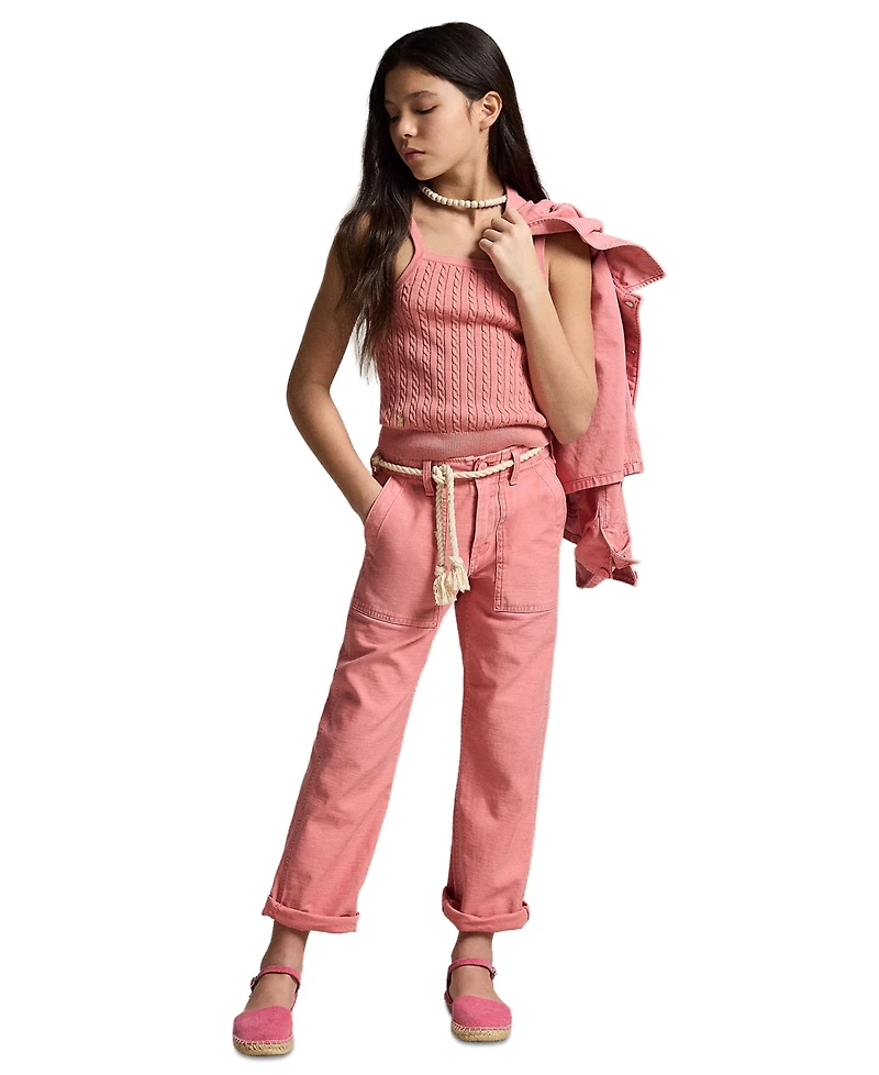 Polo Ralph Lauren Girls' 7-16 Mini-Cable Square Neck Tank Top