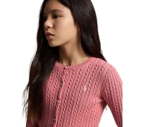 Polo Ralph Lauren Girls' 7-16 Mini-Cable Button Front Cardigan