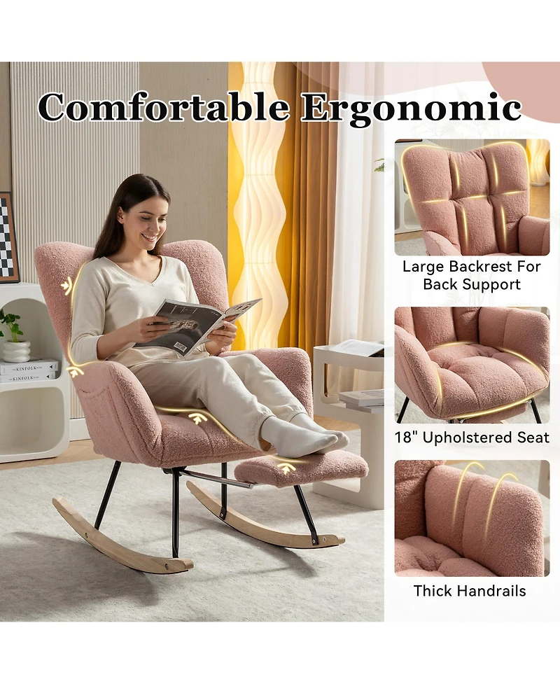 Boyel Living Modern Rocking Chair, Leisure Sofa Glider Chair, Comfy Accent Chair, Lounge Chair with High Backrest