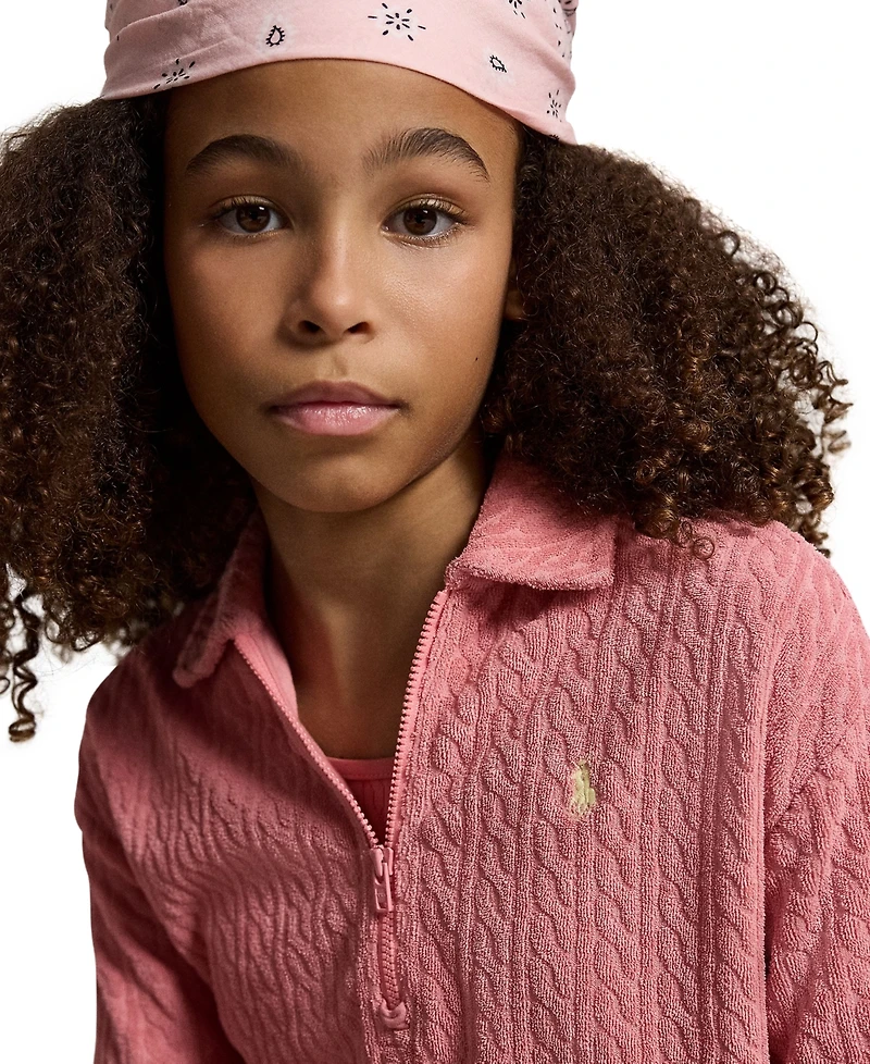 Polo Ralph Lauren Girls' 7-16 Cable Terry Cover-Up Collar Dress