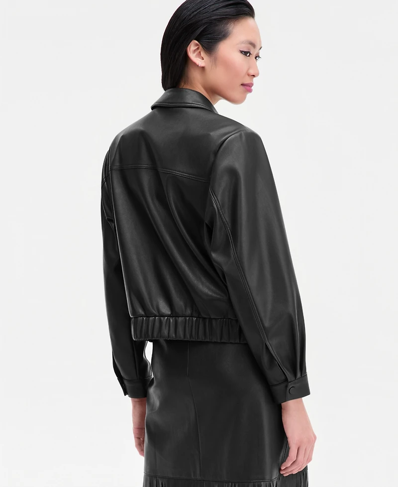 I.n.c. International Concepts Women's Faux-Leather Bomber Jacket, Macy's Exclusive