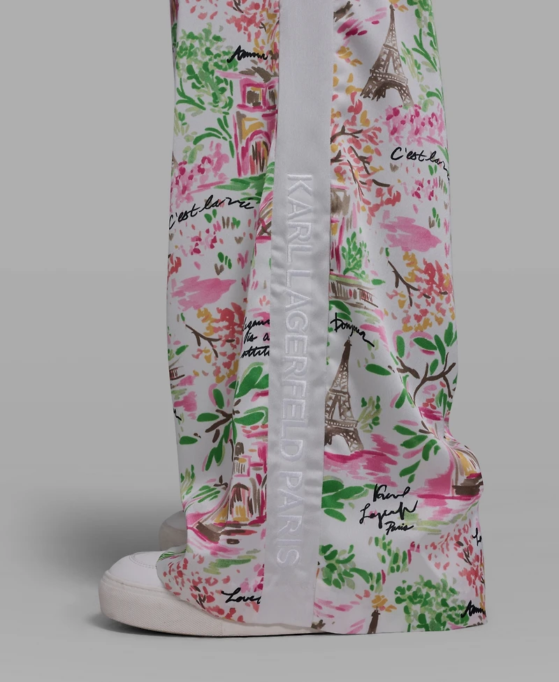 Karl Lagerfeld Paris Women's Floral Border Print Mid Rise Pants