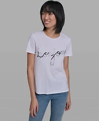 Karl Lagerfeld Paris Women's Crew Neck Sunglasses T-Shirt