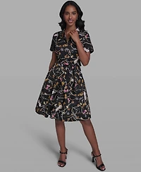 Karl Lagerfeld Paris Women's Short-Sleeve Collared Shirt Dress