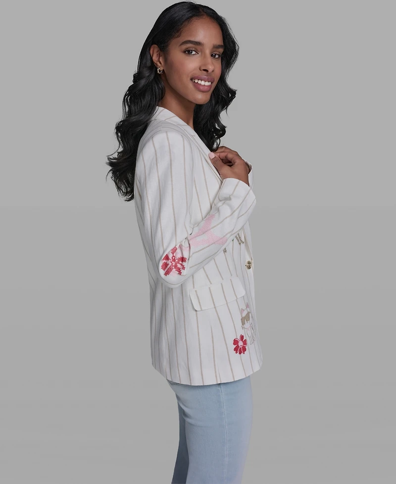Karl Lagerfeld Paris Women's Stripe Collared Blazer