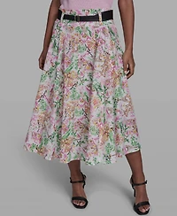 Karl Lagerfeld Paris Women's All-Over Printed Midi Skirt