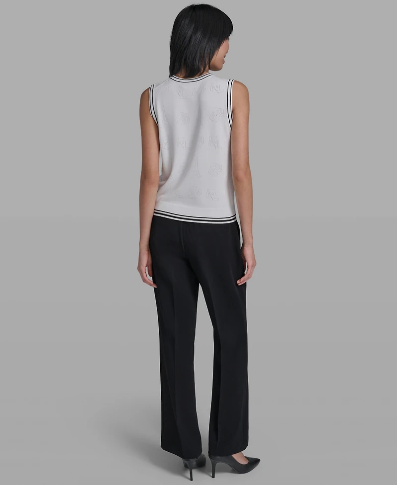 Karl Lagerfeld Paris Women's Crew Neck Sleeveless Tank Sweater
