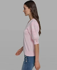 Karl Lagerfeld Paris Women's Floral Short-Sleeve Sweater