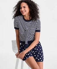 On 34th Women's High-Rise Drawstring Dot-Print Shorts, Macy's Exclusive