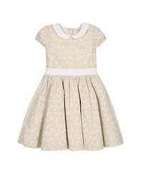 Hope & Henry Little and Big Girls' Short Sleeve Linen Dress with Peter Pan Collar