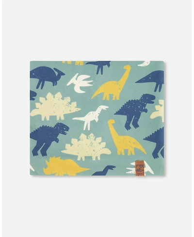 Deux par Deux Baby Boys Stretch Jersey Neck Tube Green Dinosaur Print