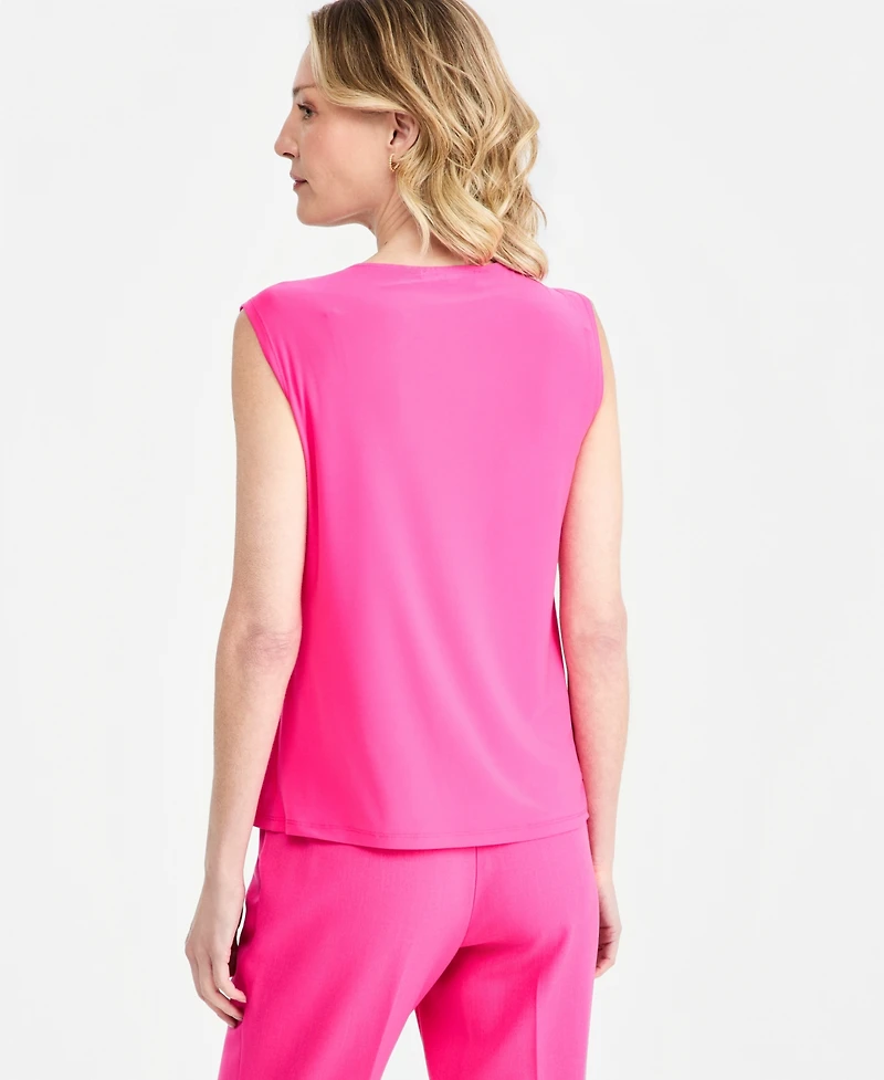 Kasper Petite Sleeveless Twist Neck Knit Top