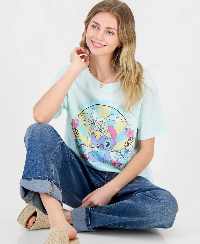 Love Tribe Juniors' Stitch Hawaii Graphic Crewneck T-Shirt