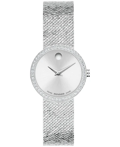 Movado Women's Museum Velura Lab Grown Diamond Swiss Quartz Stainless Steel Watch, 25mm