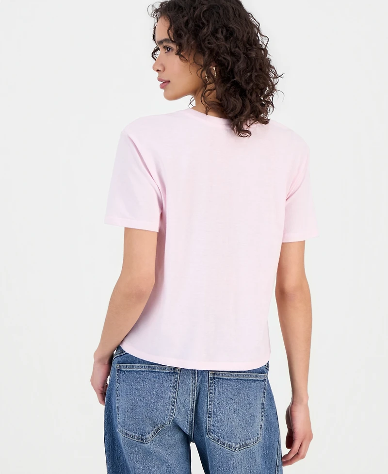 Rebellious One Juniors' Hibiscus Embellished Graphic-Print Tee