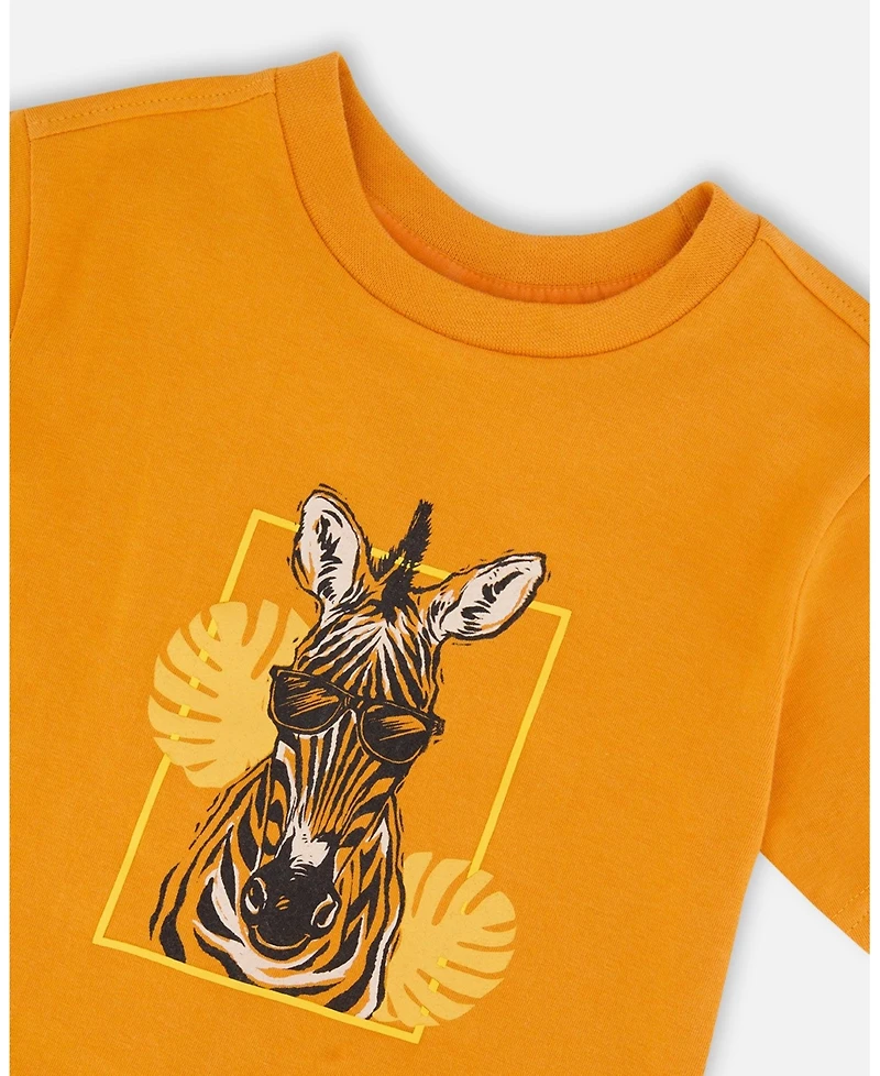 Deux par Baby Boys Cotton Short Sleeve T-Shirt Orange