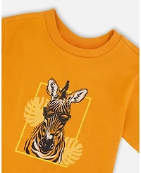 Deux par Baby Boys Cotton Short Sleeve T-Shirt Orange