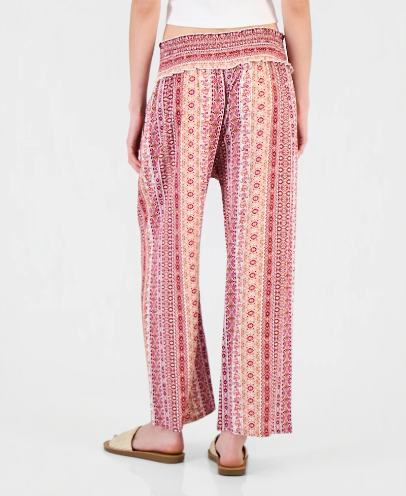 Kingston Grey Juniors' Printed Wide-Leg Cropped Pants