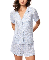 Gap Women's Notch Collar Short-Sleeve Shirt and Shorts, 2-Piece Set