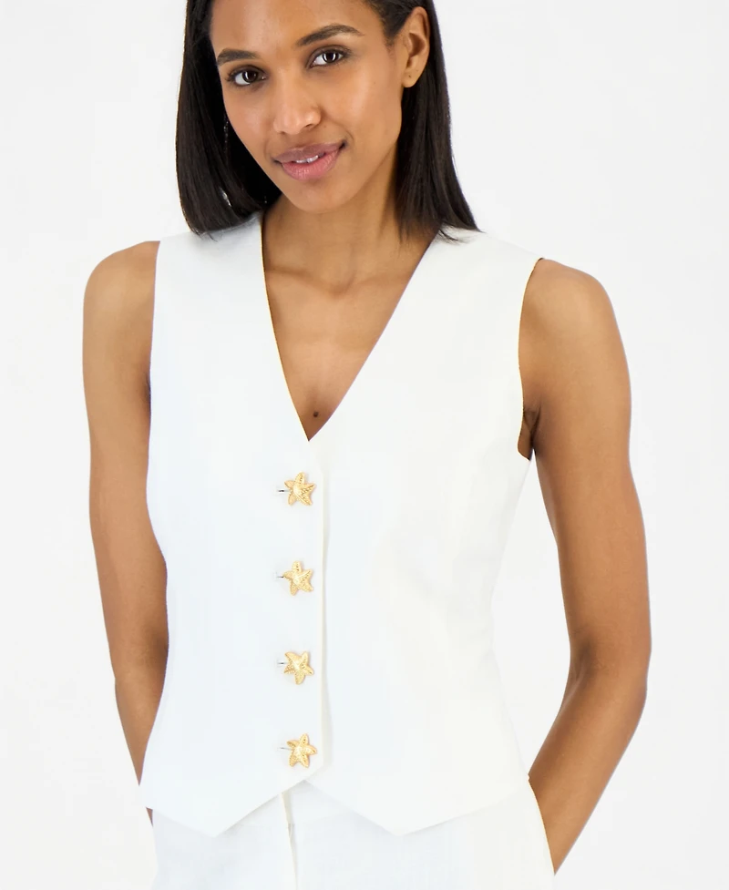 Tahari Asl Women's Starfish-Button Vest