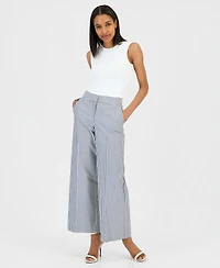 Tahari Asl Women's Seersucker Stripe Wide-Leg Pants