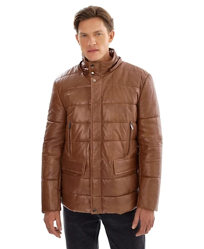 Regency Leathers Men's Clifton 3/4 Puffy with Hood Lamb Largo