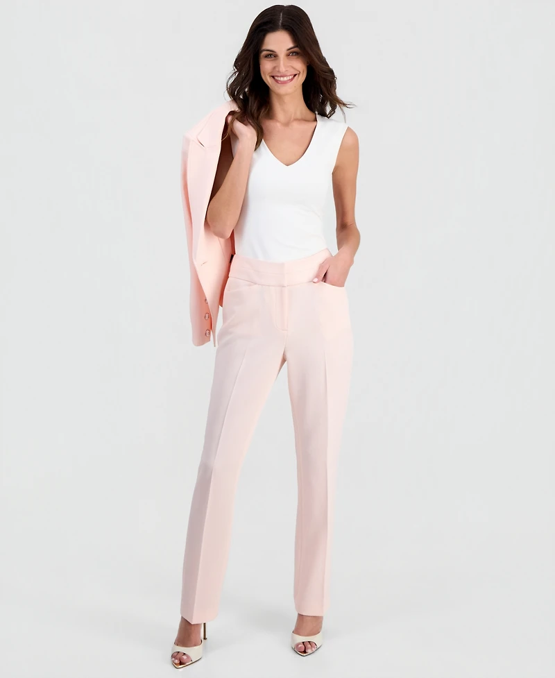 Tahari Asl Women's Twill Flat-Front Straight-Leg Pants