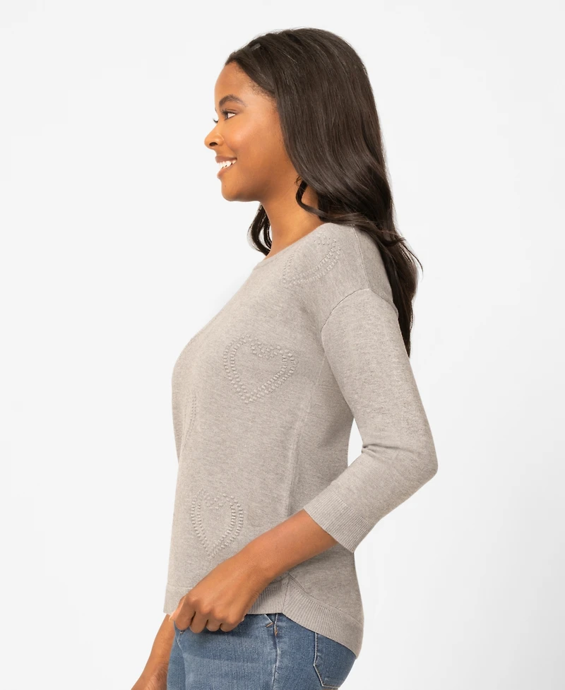 Melissa Paige Women's Heart Textured Hi-Low Sweater, Macy's Exclusive