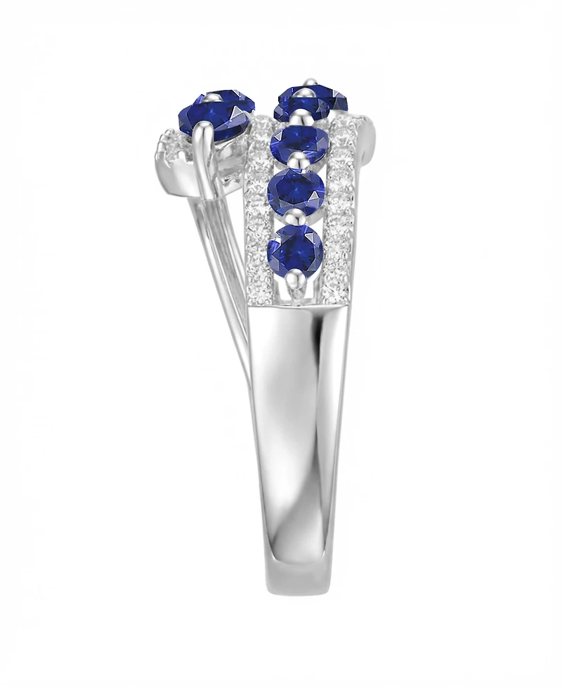 Macy's Lab-Grown Ruby (1-1/8 ct. t.w.) & White Sapphire (1/3 Ring 14k Gold Over Sterling Silver