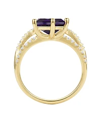 Macy's Amethyst (1-1/10 ct. t.w.) & Lab-Grown White Sapphire (1/3 Ring 14k Gold Over Sterling Silver (Also Available Multi-Stones)