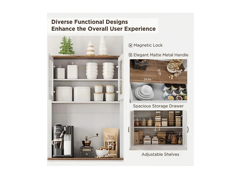 gaomon Kitchen Pantry Cabinet with Microwave Stand