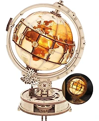 Robotime 3D Wooden Puzzles for Adults Illuminated Globe with Stand 180pcs 3D Puzzles Built-in Led Model Kit Hobby Gifts for Adults Home Decor