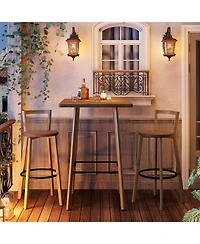 Tribesigns Bar Set, Bar Table and Chairs, 39.4" H Square Bistro Pub Table with 2 Chairs, Bar Height Table with Footrest, Small Cocktail Tables