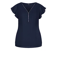 City Chic Women's Zip Fling V-neck Top