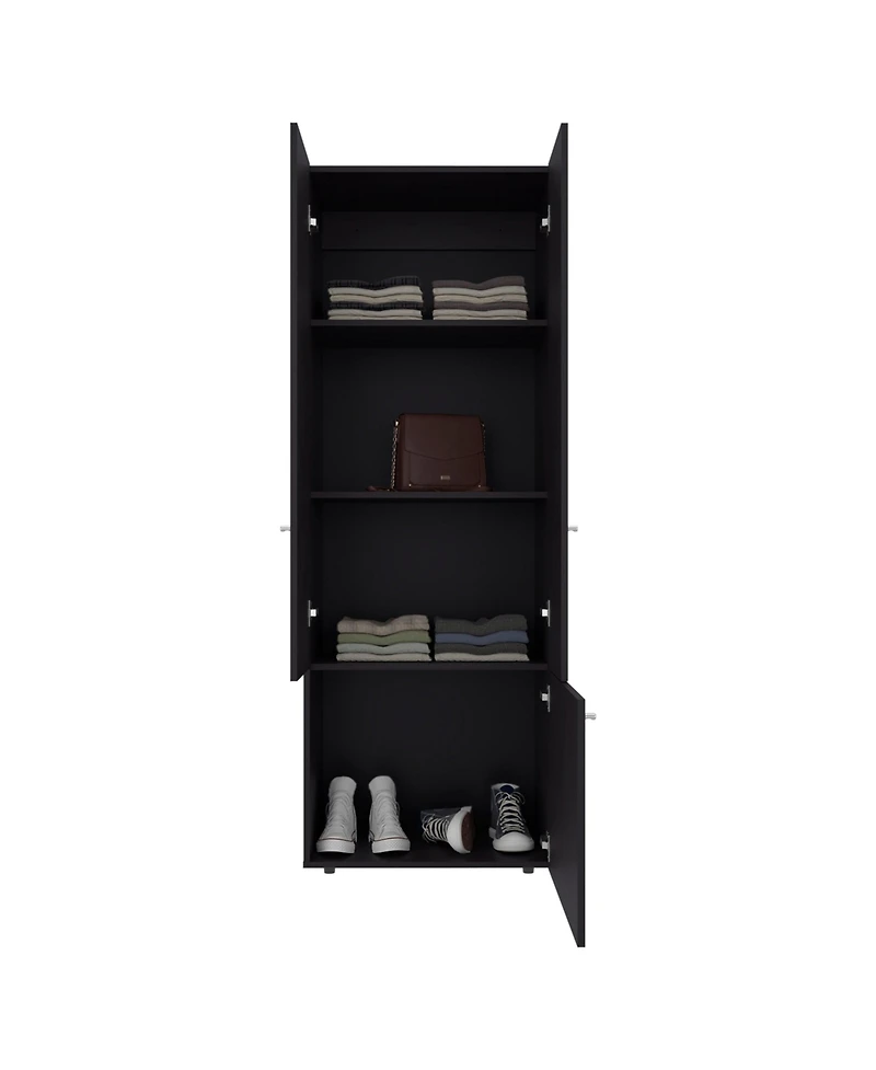 Fm Furniture Tolleson Wenge 3 Door Tall Wardrobe Cabinet with 4 Shelves