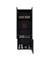 Fm Furniture Tolleson Wenge 3 Door Tall Wardrobe Cabinet with 4 Shelves
