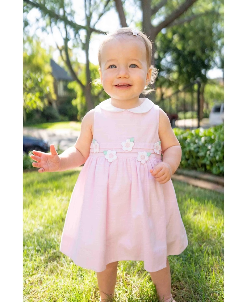 Florence Eiseman Baby Girl Linen Look Dress & Bloomer With Flowers