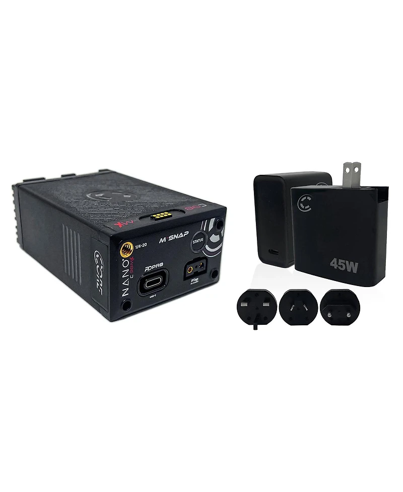 Core Swx Nano-C98MX M-Snap 98Wh Li-ion Canon Bp-a Battery with Ring Led Gauge, Bundle with Xpd-45 45W Universal Usb-c Pd Wall Charger