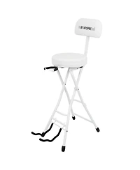 5 Core Guitar Stool 3.15" Padded Chair w Backrest Foldable Music Seat Built in Foot Rest Guitar Stand