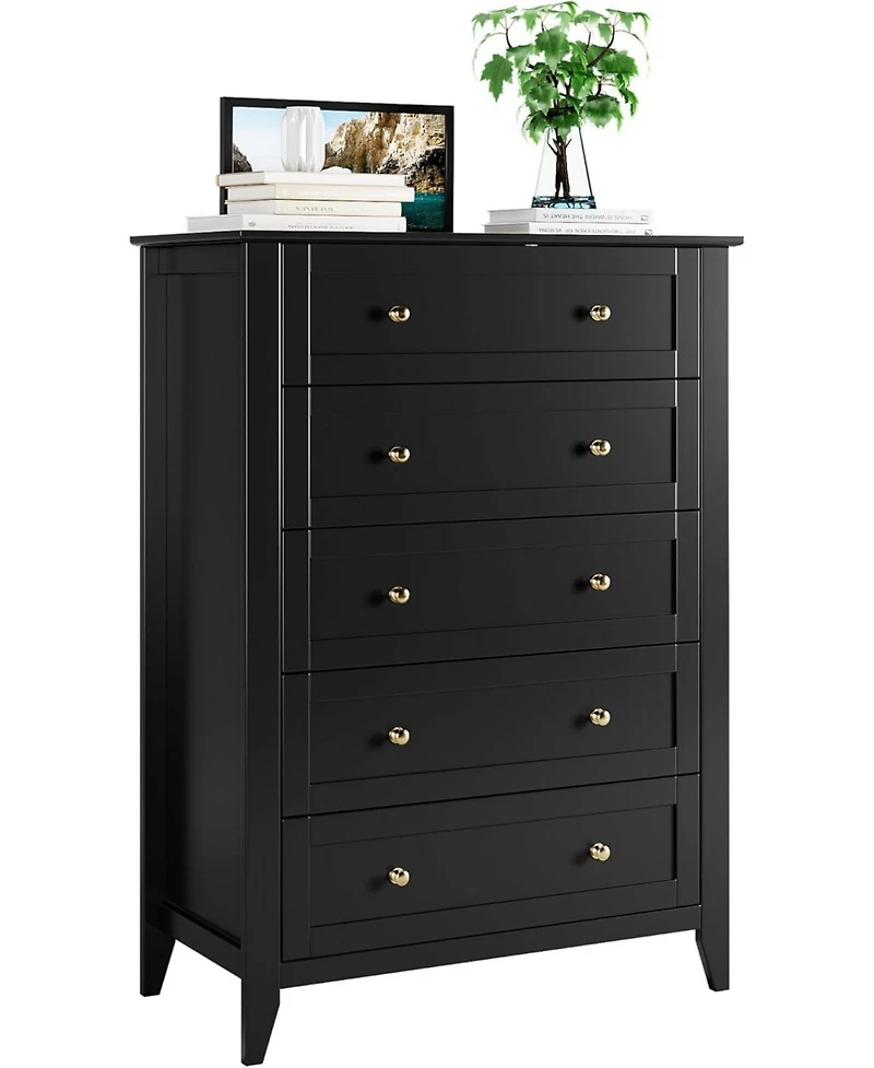 gaomon 5 Drawer Dresser, Wooden Chest of Drawers for Office, Storage Cabinet Organizer Living Room