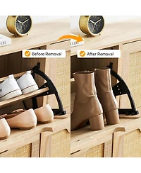 gaomon Rattan Shoe Storage Cabinet with 4 Flip Drawers, Freestanding Organizer Adjustable Shelves for Entryway, Narrow Rack Cabinet,