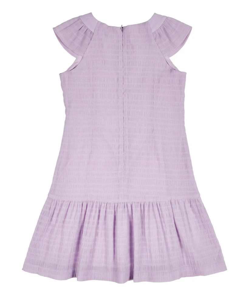 Florence Eiseman Big Girls Crinkle Lawn Dress With Shirred Hem Ruffle