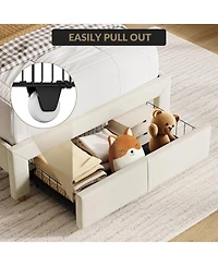 gaomon Twin Bed Frames with Storage Headboard, Velvet Upholstered Platform Frame Strong Wooden Slats