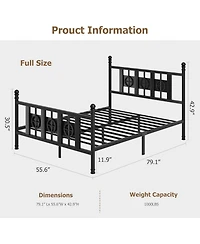 gaomon Bed Frame with Headboard and Footboard, Metal Twin w/Circular Design & Storage Space Under Bed, No Box Spring Required, Easy Assembly