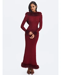 Miss Circle Women's Rhinestone Mesh Low Back Mermaid Gown